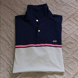 Vineyard Vines Sport Polo Size S Navy Pink Stripe